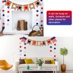 Boao 4 Pieces 250th Anniversary Party Decorations Independence Day USA Banner 4th of July Star Printed Burlap Banner Red White Blue Streamers Paper Star Garland for Patriotic America Party Decor
