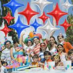 Red Blue Silver Star Balloons,12Pcs Four Angle Star Foil Balloons,26Inch and 10Inch Red Blue Quadrangle Helium Balloon for 4th of July Independence Day Patriotic Birthday Usa Party Decorations