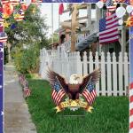 Amyhill 4th of July Outdoor Decor Patriotic Eagle Garden Metal Stakes 250th Anniversary America Welcome Yard Signs USA Decorations Garden Stake for Independence Memorial Day Patio Lawn Walkway Outside