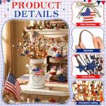 Tioncy 1 Set 4th of July Patriotic Table Centerpieces Lighted Artificial Memorial Day Red White Blue Berry Stems Flag Star with Metal Vase Light Rustic 250th Anniversary Decor for Home Dining Table
