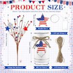Tioncy 1 Set 4th of July Patriotic Table Centerpieces Lighted Artificial Memorial Day Red White Blue Berry Stems Flag Star with Metal Vase Light Rustic 250th Anniversary Decor for Home Dining Table