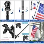 BONWIN Black Flag Pole Kit for Outside House, 7 FT Thickened Stainless Steel Wall Mount Flagpole for 3x5'/4x6' Flag, 1" Anti-Wrap Spinning Flag Ring Clips & 2-Position Bracket Holder for Porch Yard