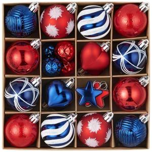 Valery Madelyn 28Pcs Patriotic Heart Shaped Ornaments Gift Pack, 4th of July Craft Painted Tree Heart Decorations, Red White Blue Christmas Baubles Hanging Labor Independence Day Memorial Day Decor