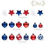 Valery Madelyn 28Pcs Patriotic Heart Shaped Ornaments Gift Pack, 4th of July Craft Painted Tree Heart Decorations, Red White Blue Christmas Baubles Hanging Labor Independence Day Memorial Day Decor