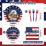 100 Pieces 250th Anniversary Patriotic Tableware Set – Disposable Plates, Napkins, and Forks for 2026 Independence Day, Memorial Day, and Military Family Celebrations, USA-Themed Table Decorations