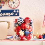 Valery Madelyn 28Pcs Patriotic Heart Shaped Ornaments Gift Pack, 4th of July Craft Painted Tree Heart Decorations, Red White Blue Christmas Baubles Hanging Labor Independence Day Memorial Day Decor