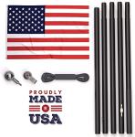 18FT Heavy Duty Flag Pole Kit for Outside – Tough US Steel Flag Poles for Outdoors in Ground All American Pole with 4x6 Embroidered Flag for Residential and Commercial – Made in USA by Rushmore