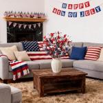 WSTPUPU 18 Pcs Patriotic Floral Picks, 17 Inch Red White Blue Artificial Flower Stems with Stars & Pip Berries, 4th of July Centerpiece Decorations for Tables, Patriotic Table Decor