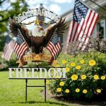 Fumete 250 Anniversary America Garden Stake 4th of July Decorations Outdoor Patriotic Independence Memorial Day Eagle Metal Stake 250th Anniversary USA 1776-2026 Yard Sign for Outside Lawn 18.9”x11.4”