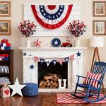 WSTPUPU 18 Pcs Patriotic Floral Picks, 17 Inch Red White Blue Artificial Flower Stems with Stars & Pip Berries, 4th of July Centerpiece Decorations for Tables, Patriotic Table Decor