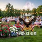 Fumete 250 Anniversary America Garden Stake 4th of July Decorations Outdoor Patriotic Independence Memorial Day Eagle Metal Stake 250th Anniversary USA 1776-2026 Yard Sign for Outside Lawn 18.9”x11.4”