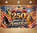 America 250 Anniversary Photo Backdrop Patriotic Banner 4th of July Fourth of July Party Decorations and Supplies for Home (43 X 71 Inch)