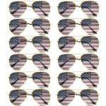 Mepase 12 Pack Flag Sunglasses Bulk American 4th of July Patriotic Sunglasses for Mens Women(Gold Frame)