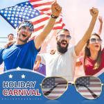 Mepase 12 Pack Flag Sunglasses Bulk American 4th of July Patriotic Sunglasses for Mens Women(Gold Frame)