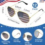 Mepase 12 Pack Flag Sunglasses Bulk American 4th of July Patriotic Sunglasses for Mens Women(Gold Frame)