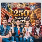 America 250 Anniversary Photo Backdrop Patriotic Banner 4th of July Fourth of July Party Decorations and Supplies for Home (43 X 71 Inch)