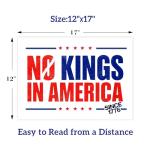 No Kings in America Yard Sign, Patriotic Political Lawn Sign, Double Sided Corrugated Plastic with Metal H-Stake, Weatherproof Outdoor Sign for Yard or Garden 12"x17"