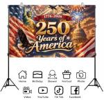 America 250 Anniversary Photo Backdrop Patriotic Banner 4th of July Fourth of July Party Decorations and Supplies for Home (43 X 71 Inch)
