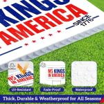 No Kings in America Yard Sign, Patriotic Political Lawn Sign, Double Sided Corrugated Plastic with Metal H-Stake, Weatherproof Outdoor Sign for Yard or Garden 12"x17"