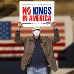 No Kings in America Yard Sign, Patriotic Political Lawn Sign, Double Sided Corrugated Plastic with Metal H-Stake, Weatherproof Outdoor Sign for Yard or Garden 12"x17"