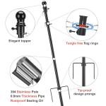 cogardenshower Heavy Duty Ground Flag Pole Kit - 8.5FT Tangle Free Inground Flagpole with Windproof Prong,Portable Flag Pole for Outside House,Yard,Garden,Outdoor - Black