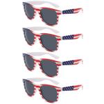 QYVEWY 4 Pairs American Flag Sunglasses Bulk for Men Women UV400 Protection Classic Patriot (White frame/grey lens)