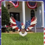 Amyhill 4th of July Outdoor Decor Patriotic Eagle Metal Garden Stakes Decorative Red White Blue Star Yard Signs with Stakes for Independence Day Memorial Day Garden Lawn Decorations