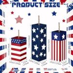 Weysat 3 Pcs 4th of July Wood Firecracker Decorations Patriotic Table Centerpieces Glitter Red White Blue Star Firework Tabletop Sign 250th Anniversary American Flag Tiered Tray Decor for Home