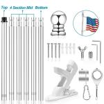 7 FT 1 Inch Spinning Flag Pole Kit for Outside House Porch Residential Wall Mounting, Stainless Metal Flag Poles for 3x5 4x6 Flag with 2-Position Holder Bracket, Rotating Flagpole Rings (7 FT, Silver)