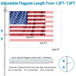 7 FT 1 Inch Spinning Flag Pole Kit for Outside House Porch Residential Wall Mounting, Stainless Metal Flag Poles for 3x5 4x6 Flag with 2-Position Holder Bracket, Rotating Flagpole Rings (7 FT, Silver)