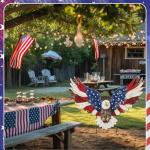 Amyhill 4th of July Outdoor Decor Patriotic Eagle Metal Garden Stakes Decorative Red White Blue Star Yard Signs with Stakes for Independence Day Memorial Day Garden Lawn Decorations