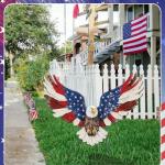 Amyhill 4th of July Outdoor Decor Patriotic Eagle Metal Garden Stakes Decorative Red White Blue Star Yard Signs with Stakes for Independence Day Memorial Day Garden Lawn Decorations
