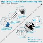 7 FT 1 Inch Spinning Flag Pole Kit for Outside House Porch Residential Wall Mounting, Stainless Metal Flag Poles for 3x5 4x6 Flag with 2-Position Holder Bracket, Rotating Flagpole Rings (7 FT, Silver)