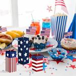 Weysat 3 Pcs 4th of July Wood Firecracker Decorations Patriotic Table Centerpieces Glitter Red White Blue Star Firework Tabletop Sign 250th Anniversary American Flag Tiered Tray Decor for Home