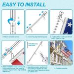 7 FT 1 Inch Spinning Flag Pole Kit for Outside House Porch Residential Wall Mounting, Stainless Metal Flag Poles for 3x5 4x6 Flag with 2-Position Holder Bracket, Rotating Flagpole Rings (7 FT, Silver)