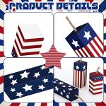 Weysat 3 Pcs 4th of July Wood Firecracker Decorations Patriotic Table Centerpieces Glitter Red White Blue Star Firework Tabletop Sign 250th Anniversary American Flag Tiered Tray Decor for Home
