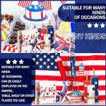 Amyhill 5 Pcs 4th of July Table Decoration Patriotic Memorial Day Table Centerpieces 250th Anniversary Tabletop Decorations Rustic Independence Day Wood Firework Star Signs Red White Blue Home Decor