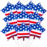 10 Pack 18 Inch American Flag Star Foil Balloons, Patriotic USA Helium Mylar Balloons for 4th of July, Memorial Day, Veterans Day, Independence Day, Military Welcome Home Party Decorations