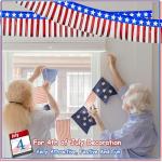 4 Packs 39Ft 4th of July Parade Floats Foil Fringe, Each 10 ft x 15'' American Flag Stripes and Stars Tinsel Patriotic foil Fringe Garland for 4th of July Trailer Car Graduation Homecoming Party