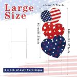 Junkin 2 Pcs 4th of July Heart Yard Signs Decorations Outdoor Patriotic Garden Stake 250th Anniversary USA American Yard Sign for Independence Day Memorial Day Garden Lawn Outdoor Decor