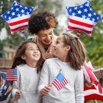 10 Pack 18 Inch American Flag Star Foil Balloons, Patriotic USA Helium Mylar Balloons for 4th of July, Memorial Day, Veterans Day, Independence Day, Military Welcome Home Party Decorations