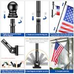 BONWIN Black Flagpole Kits for Outside House, 6 FT Thickened Stainless Steel Porch Wall Flag Pole for 3x5'/4x6' Flag, 1" Anti-Wrap Spinning Flagpole Ring, 180° Adjustable Multi-Position Bracket Holder