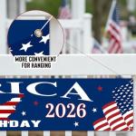 250th Anniversary American Flag Banner - 4th of July Decorations - 120"x20" 250th Anniversary Flag Banner Independence Day Patriotic Fourth of July with Ribbon Tie for Indoor Outdoor Decor
