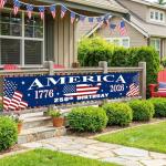 250th Anniversary American Flag Banner - 4th of July Decorations - 120"x20" 250th Anniversary Flag Banner Independence Day Patriotic Fourth of July with Ribbon Tie for Indoor Outdoor Decor