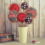 Chunful 6 Pcs 250th Anniversary Patriotic USA Decoration 4th of July Patriotic Flowers 250 Years America Independence Day Artificial Flowers for 4th of July Party Table Centerpieces