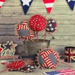 Chunful 6 Pcs 250th Anniversary Patriotic USA Decoration 4th of July Patriotic Flowers 250 Years America Independence Day Artificial Flowers for 4th of July Party Table Centerpieces