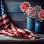 Chunful 6 Pcs 250th Anniversary Patriotic USA Decoration 4th of July Patriotic Flowers 250 Years America Independence Day Artificial Flowers for 4th of July Party Table Centerpieces