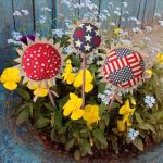Chunful 6 Pcs 250th Anniversary Patriotic USA Decoration 4th of July Patriotic Flowers 250 Years America Independence Day Artificial Flowers for 4th of July Party Table Centerpieces