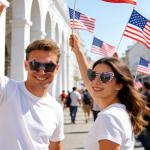 BOARDFEB 3 Pack American Flag Sunglasses, 4th of July Patriotic Party Glasses Red White Blue USA Accessories for Women Men Independence Day Celebration