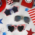 BOARDFEB 3 Pack American Flag Sunglasses, 4th of July Patriotic Party Glasses Red White Blue USA Accessories for Women Men Independence Day Celebration